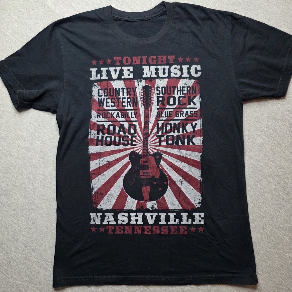 Black Nashville Music Graphic T-Shirt